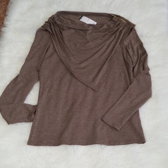 Premise long sleeves brown zipper top. Size L - Picture 5 of 8